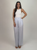 PANTALÓN PALAZZO RAYAS - CELESTE OXFORD