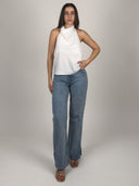 TOP HALTER DRAPEADO CON ESPALDA ABIERTA