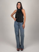 TOP HALTER DRAPEADO CON ESPALDA ABIERTA