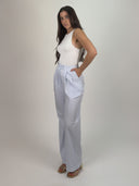 PANTALÓN PALAZZO RAYAS - CELESTE OXFORD