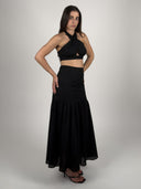 SET TOP HALTER Y FALDA MAXI BORDADO
