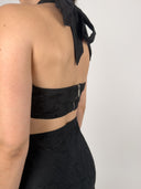 SET TOP HALTER Y FALDA MAXI BORDADO