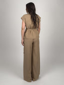 SET TOP CRUZADO CINTA +  PALAZZO – CAMEL