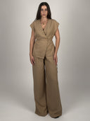 SET TOP CRUZADO CINTA +  PALAZZO – CAMEL