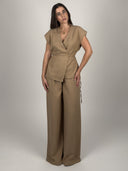 SET TOP CRUZADO CINTA +  PALAZZO – CAMEL