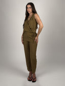 SET TOP CRUZADO Y PANTALÓN FLUIDO - OLIVA