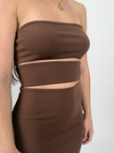 VESTIDO MAXI STRAPLESS CUT OUT