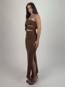 VESTIDO MAXI STRAPLESS CUT OUT