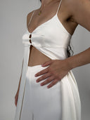 SET TOP SATINADO LARGO BOTONES & PALAZZO