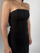 VESTIDO STRAPLESS ABOTONADO ABERTURA