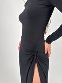 VESTIDO MAXI CEÑIDO NUDO LATERAL